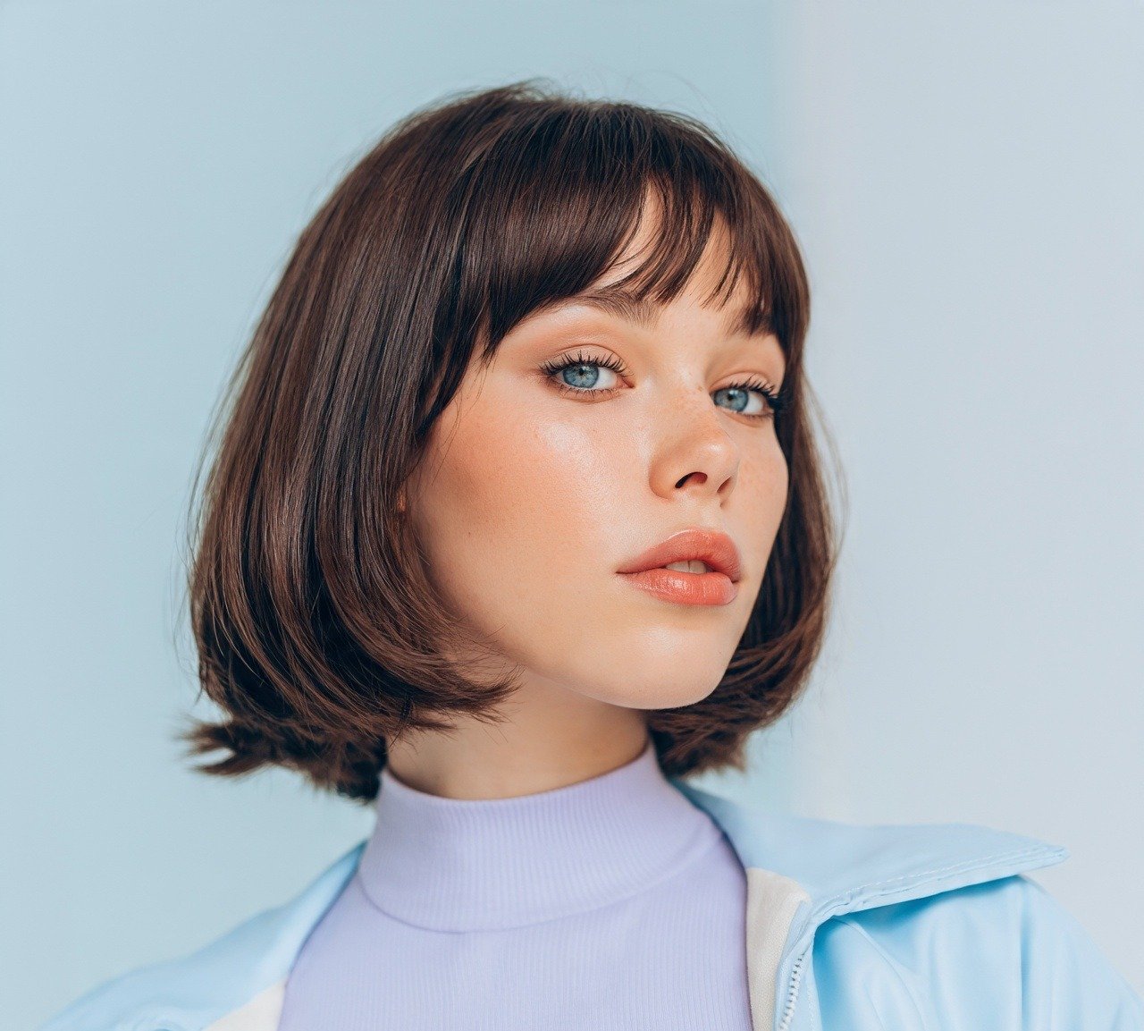 17 Trendy Hairstyles For Short Hair Y2K You'll Absolutely Love 12 11. Wispy Bangs Lob Hairstyles For Short Hair Y2K