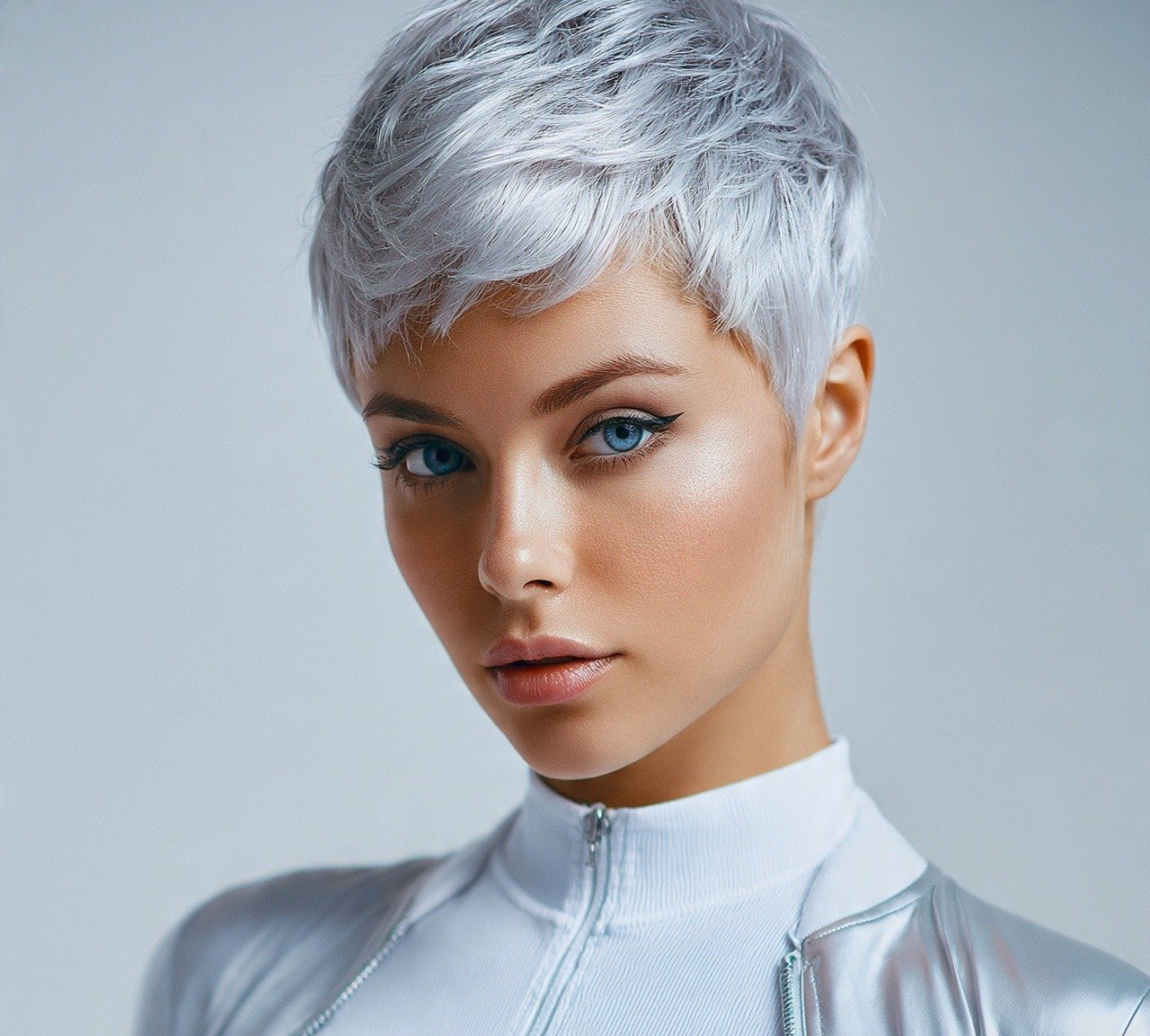 17 Trendy Hairstyles For Short Hair Y2K You'll Absolutely Love 14 13. Metallic Silver Pixie Crop Hairstyles For Short Hair Y2K