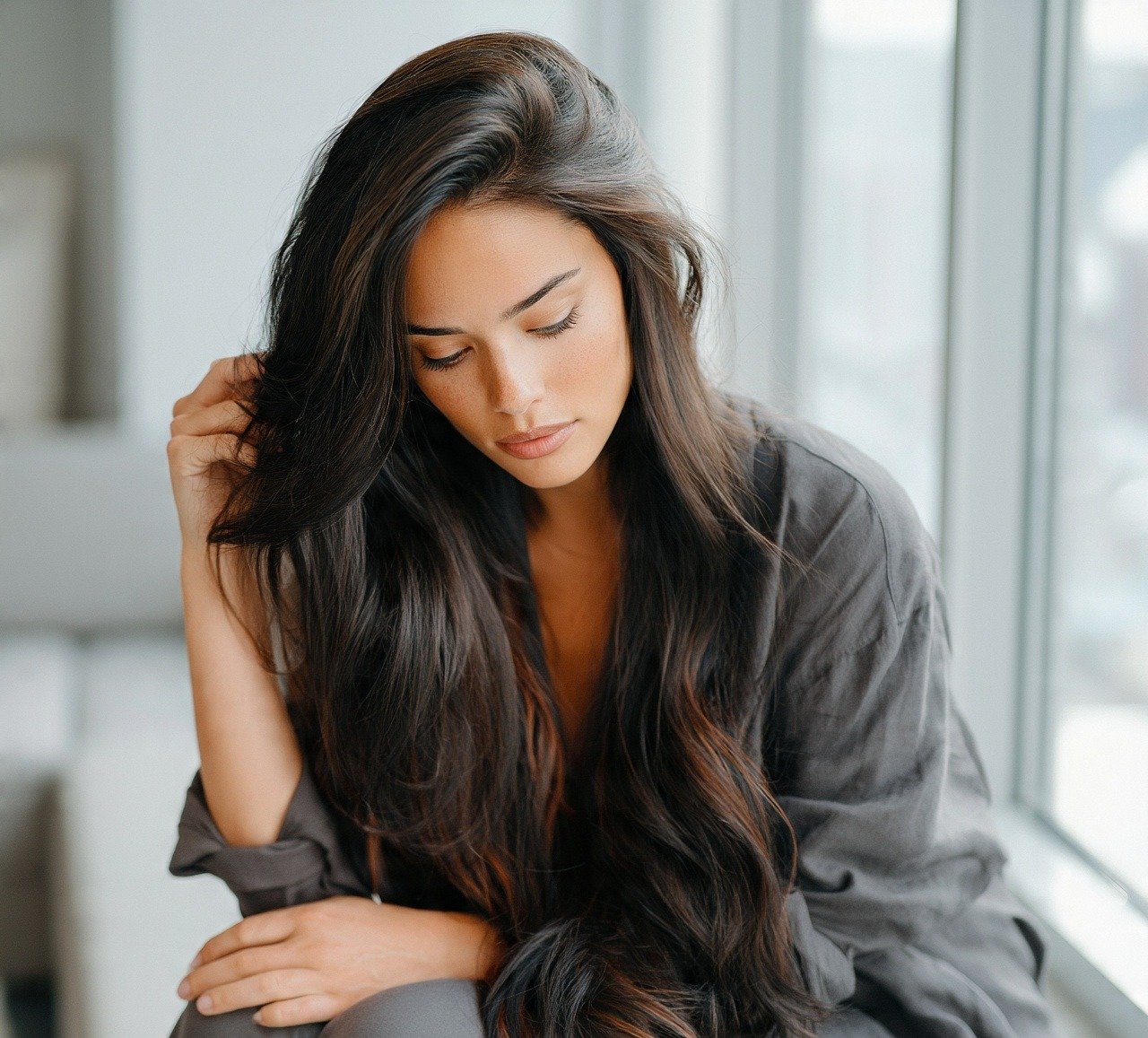 15 Trendy Brunette Hair Color Ideas to Try Now 15 14. Brunette with Copper Peekaboo Highlights Hair Color