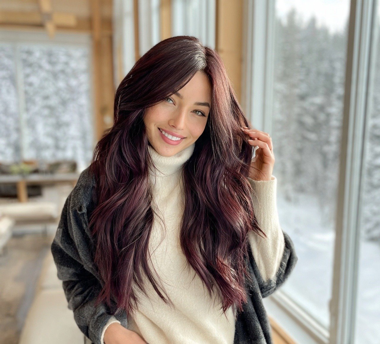 Winter Hair Color:14 Trending Shades You'll Want to Try 15 14. Deep Plum Winter Hair Color