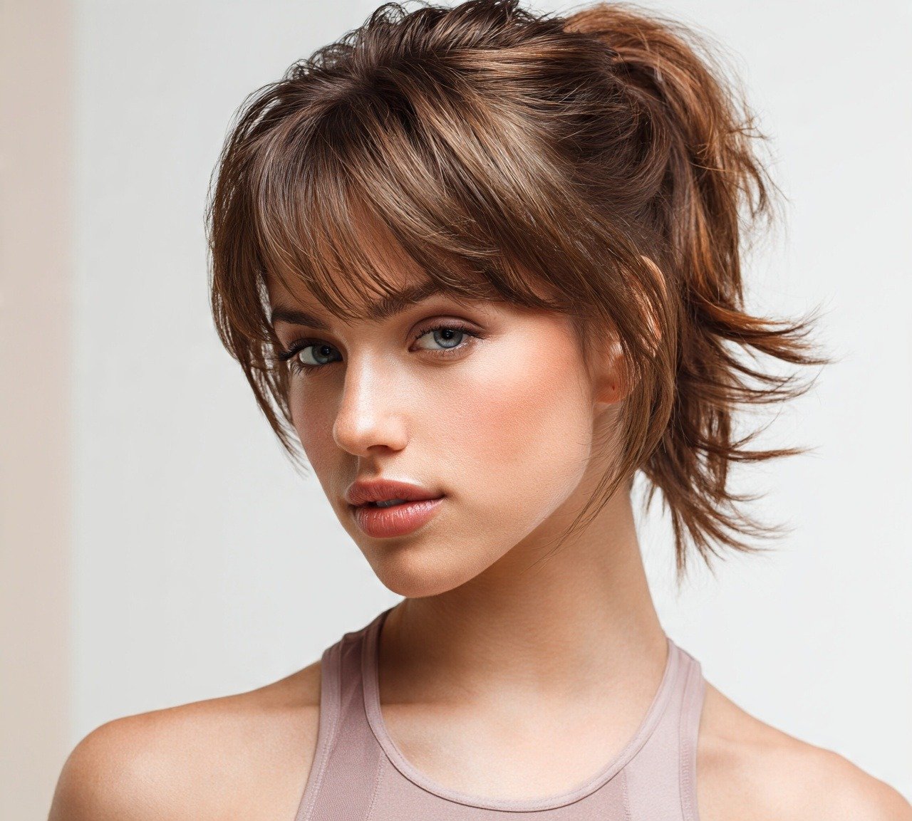 Short Hair Ponytail Hairstyles: 15 Trending Ideas That Are Worth Trying 16 15. Layered Ponytail with Volume Ends Short Hairstyles