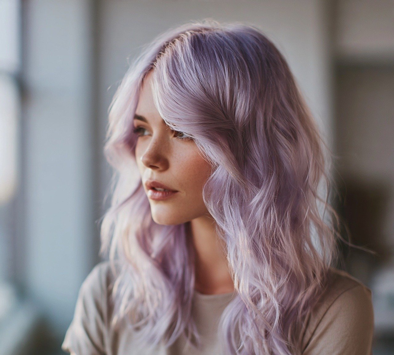 2. Lavender Pastel Waves Purple Hair Color