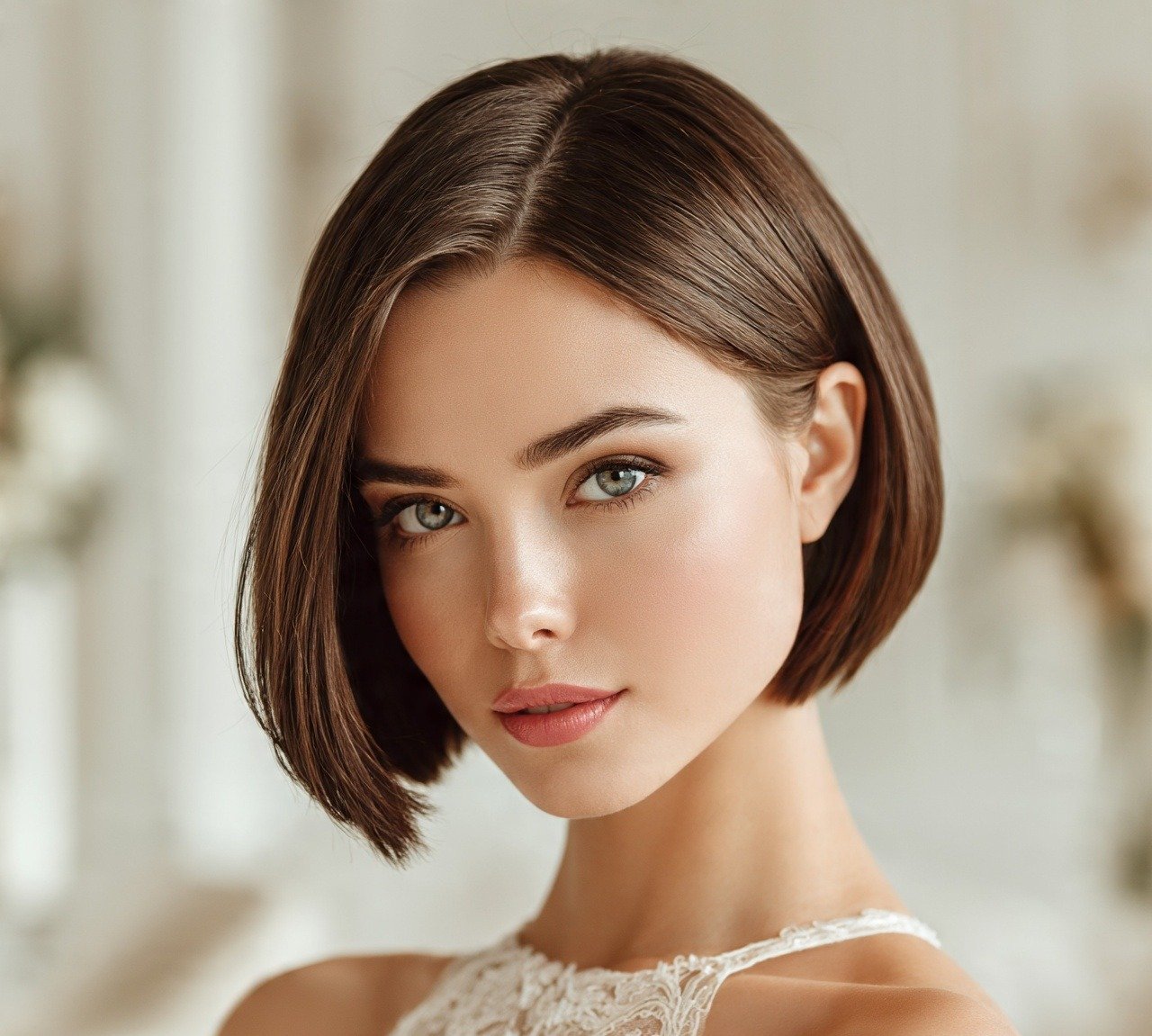 16 Trending Hairstyles for Short Hair for Wedding Day 3 2. Sleek Bob with Side Part Hairstyles For Short Hair For Wedding