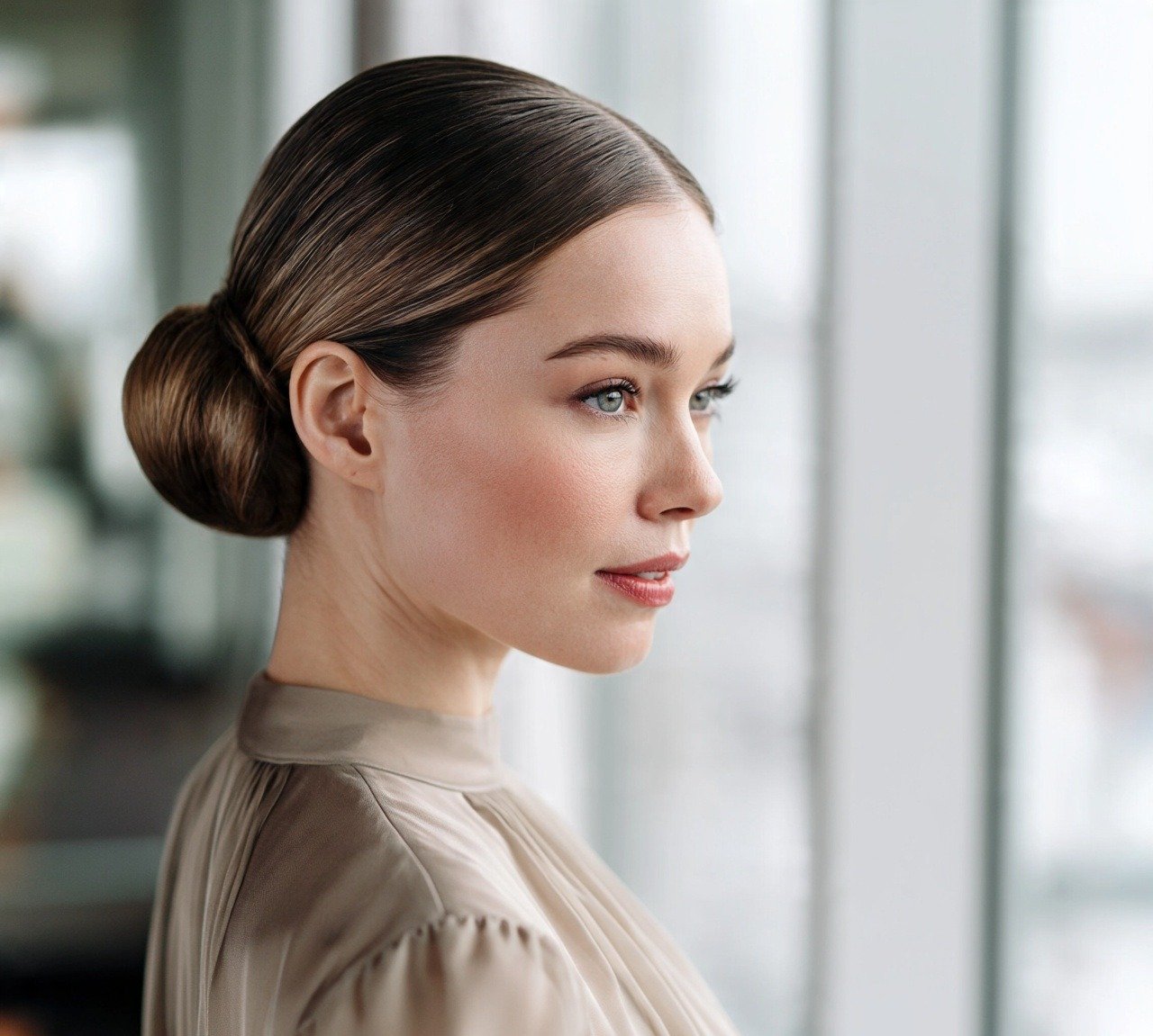13 Trendy Updo Hairstyles For Short Hair That Prove Length Isn't Everything 3 2. Sleek Low Bun Updo Hairstyles For Short Hair