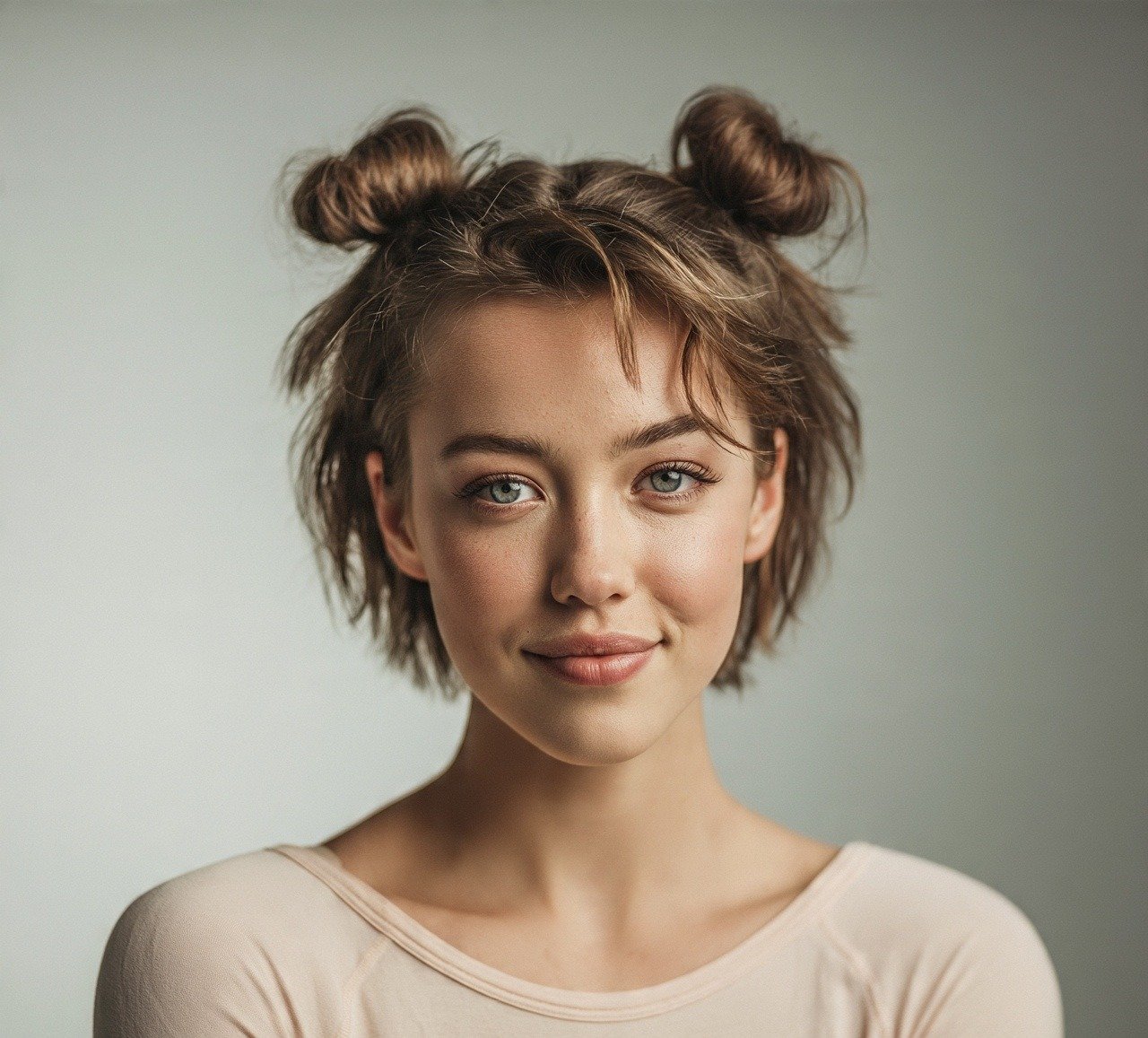 3. Half Up Space Buns Softball Hairstyles For Short Hair
