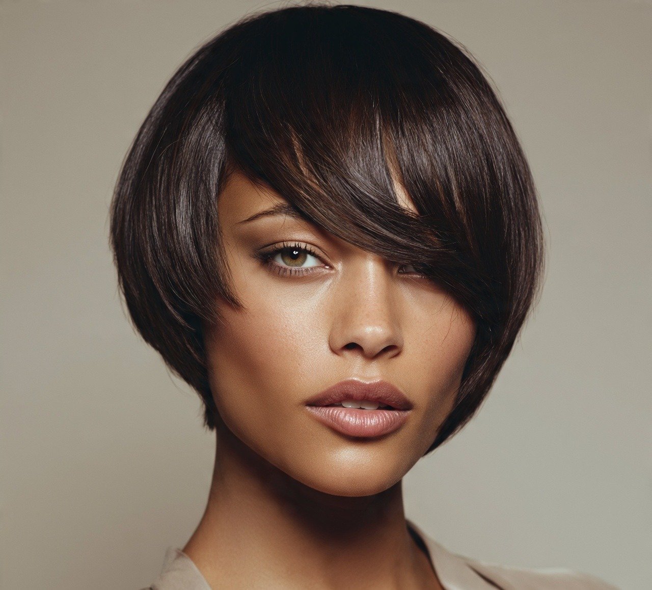 3. Side Swept Bangs with Silk Press Hairstyles for Short Hair