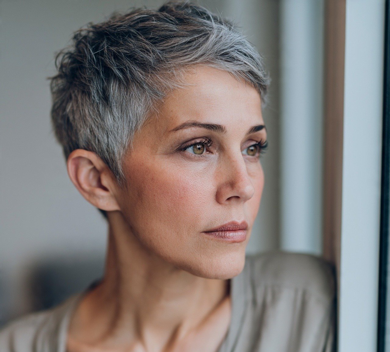 4. Ash Gray Pixie Hair Color and Cut cropped