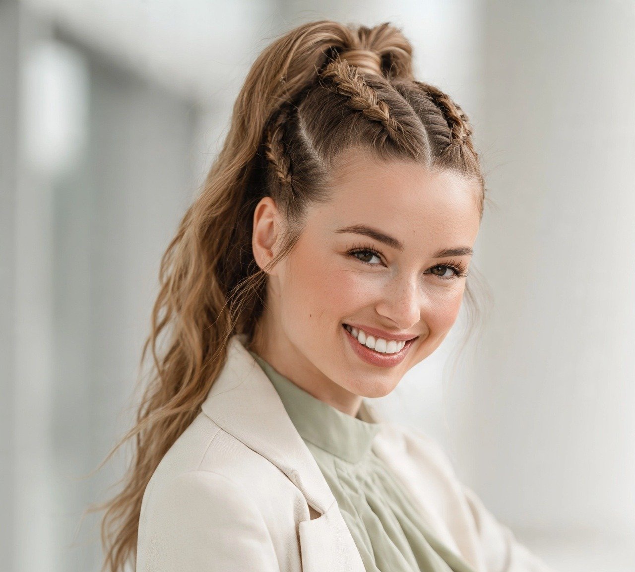 Ponytail Hairstyles With Braids: 13 Trending Ideas That Are Worth Trying 5 4. Double Dutch Braids Into One Ponytail Hairstyles