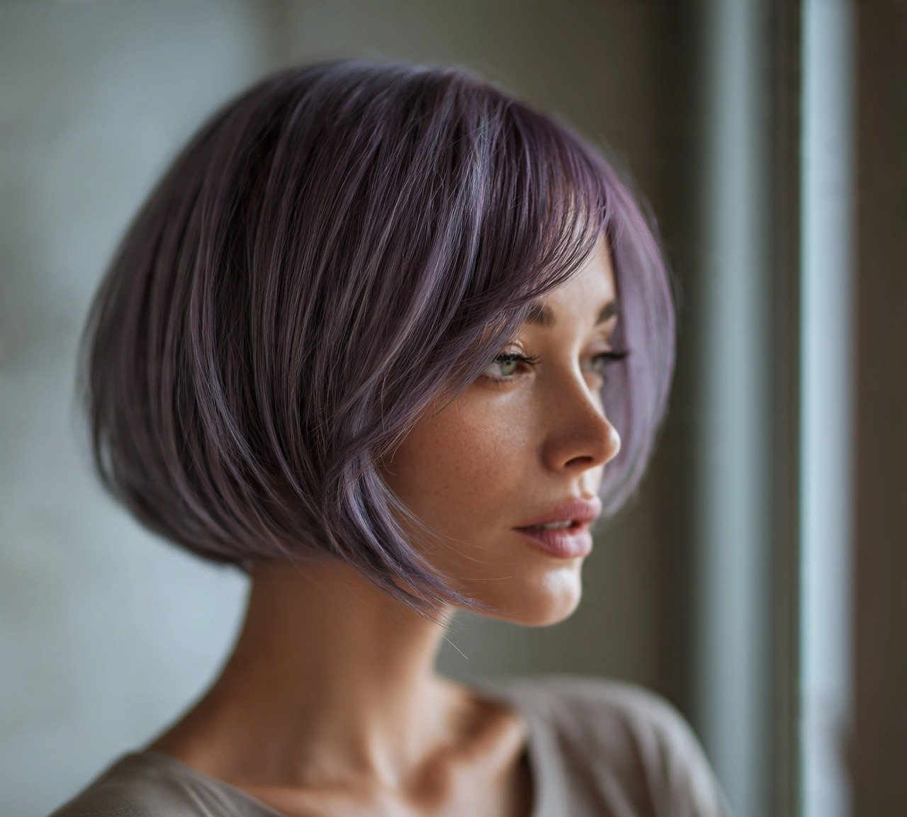 4. Smoky Purple Bob Hair Color