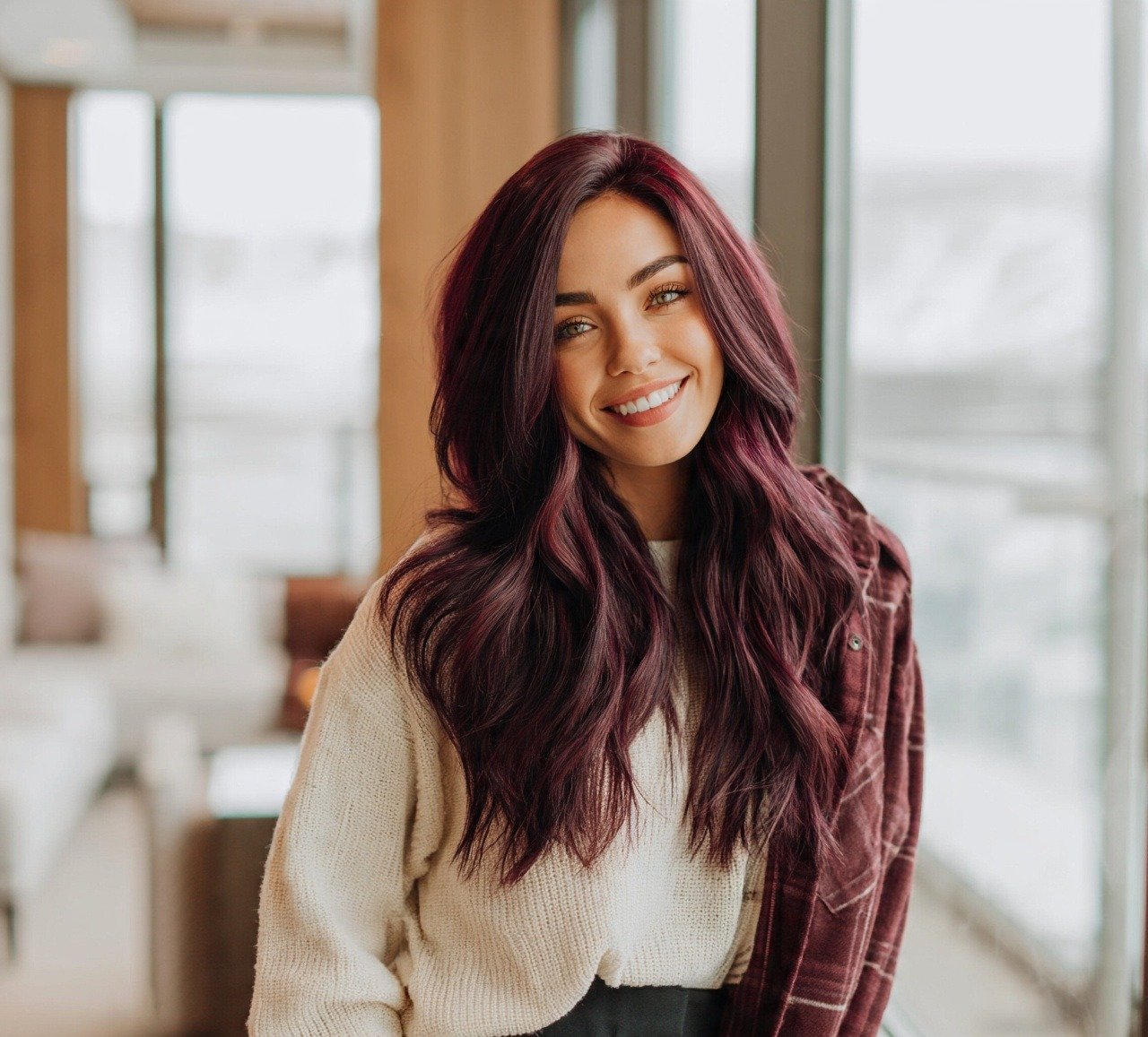 Winter Hair Color:14 Trending Shades You'll Want to Try 6 5. Deep Burgundy Winter Hair Color