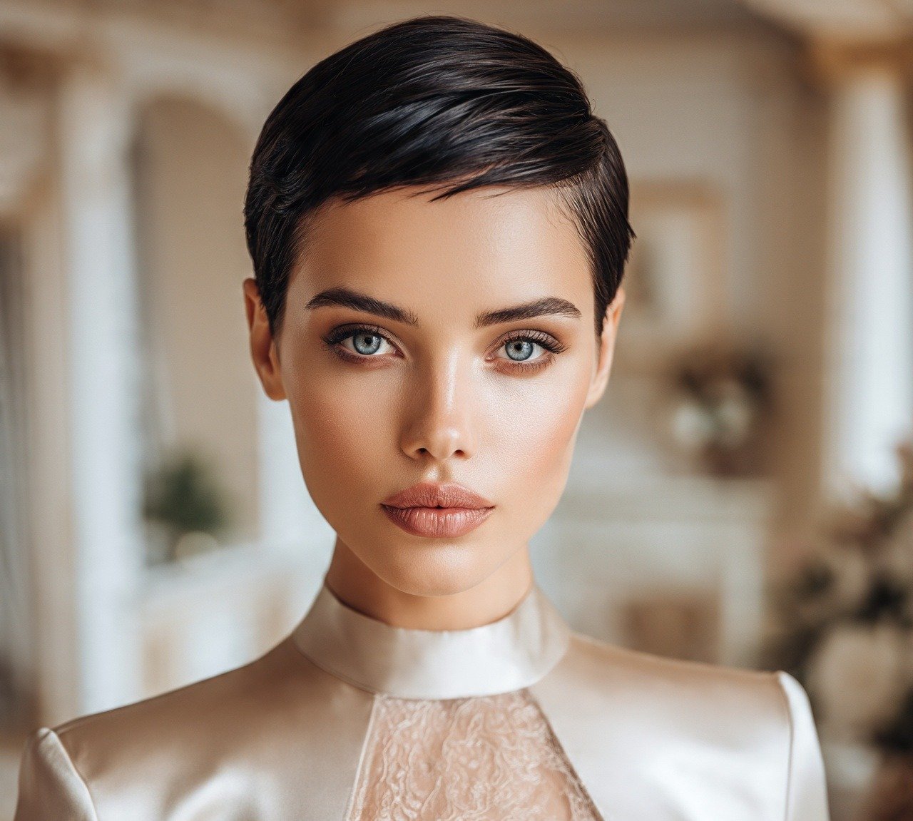 16 Trending Hairstyles for Short Hair for Wedding Day 6 5. Slicked Back Pixie Hairstyles For Short Hair For Wedding