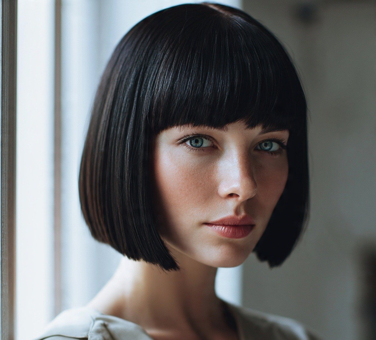 6. Jet Black Blunt Bob Hair Color and Cut cropped