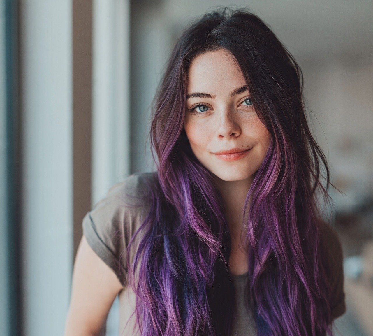 6. Purple Ombre on Dark Hair Hair Color