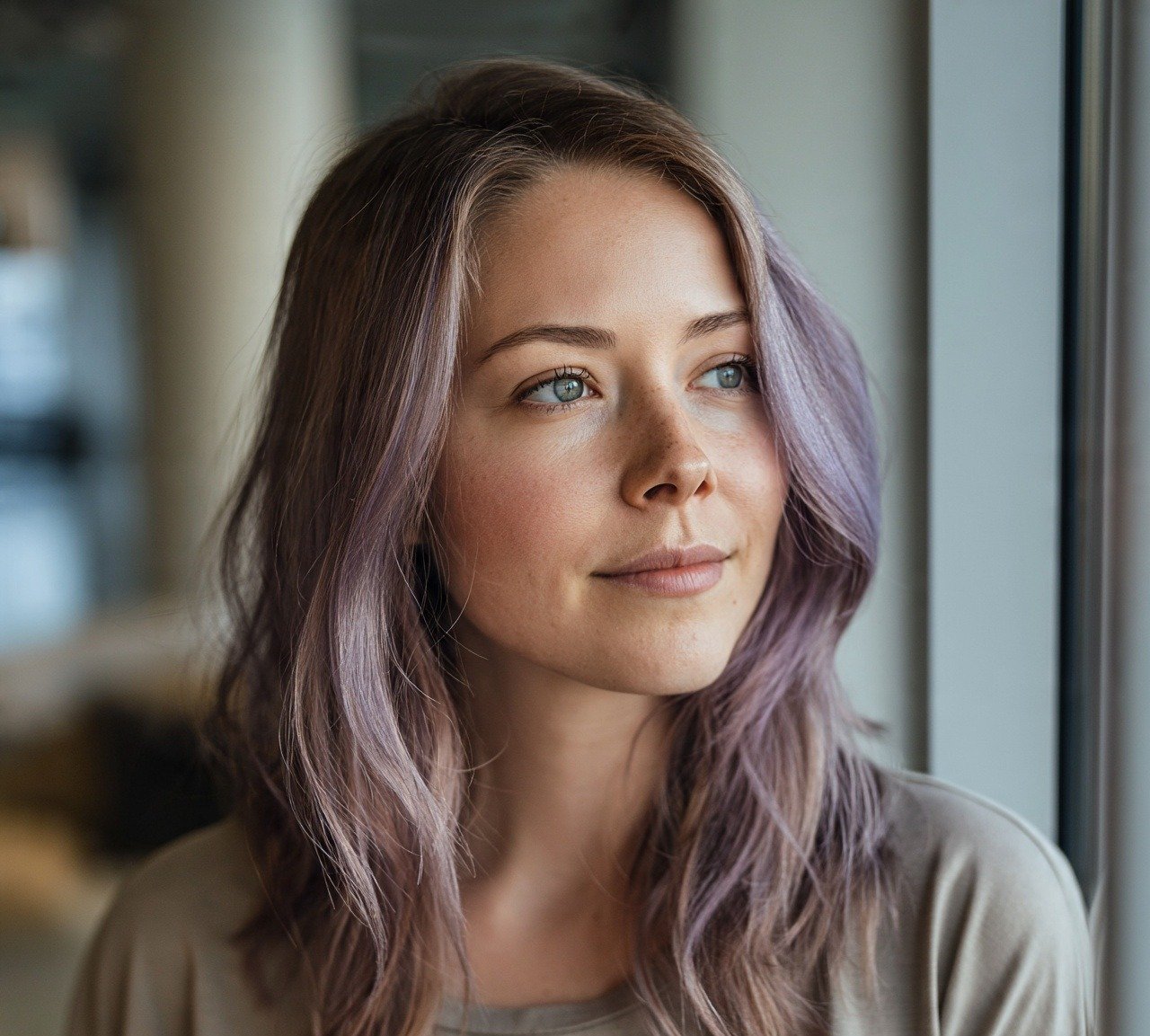 7. Pastel Lilac Highlights Purple Hair Color