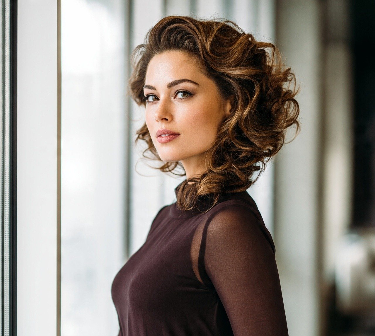 7. Side Swept Curls with Volume Prom Hairstyles for Short Hair