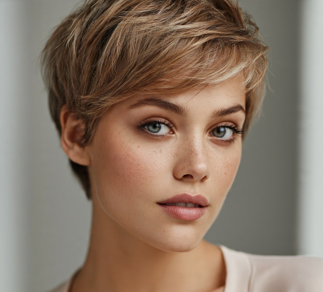 7. Textured Pixie with Side Sweep Softball Hairstyles For Short Hair