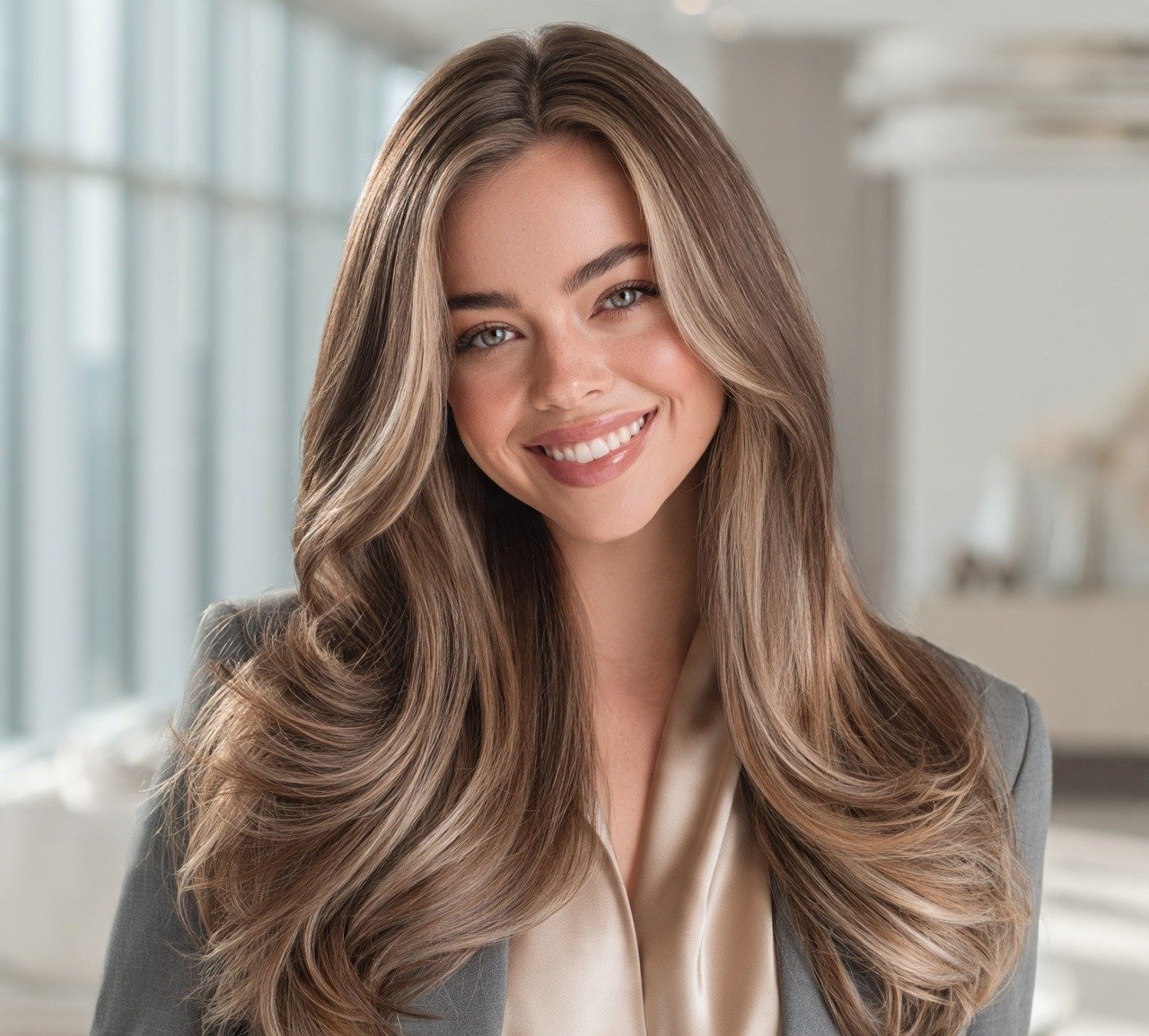 8. Ash Brown with Face Framing Highlights Hair Color