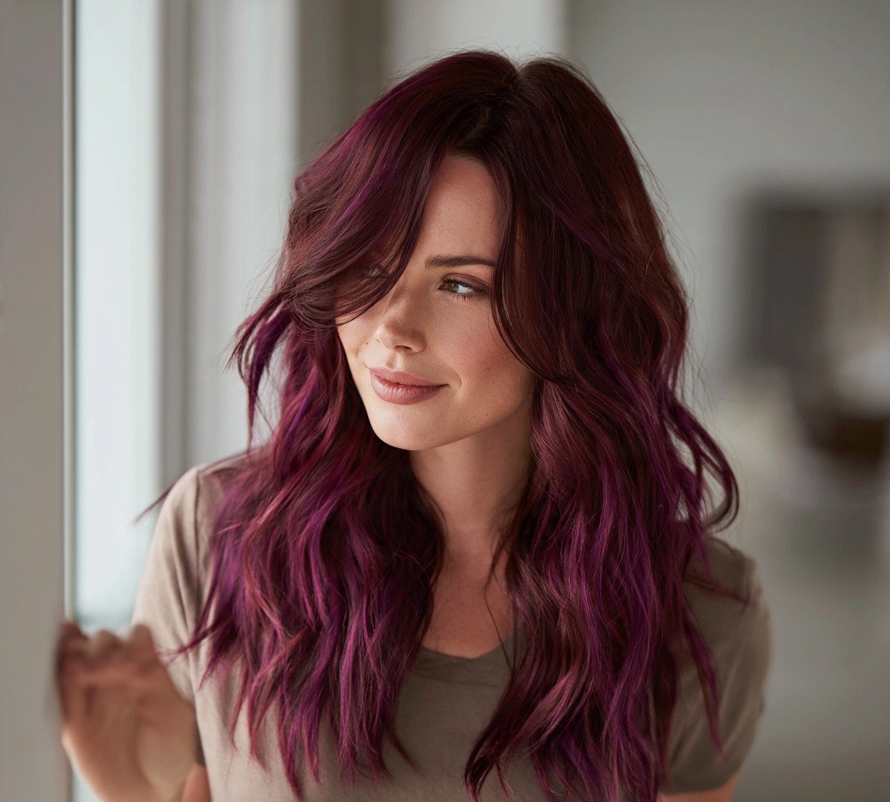 8. Burgundy Purple Fusion Hair Color
