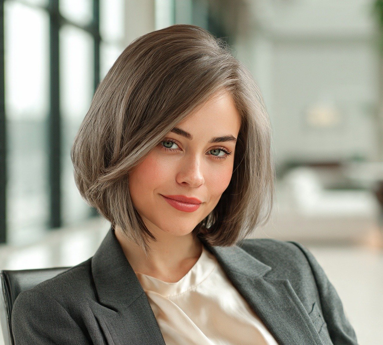 9. Ash Brown Bob Hair Color