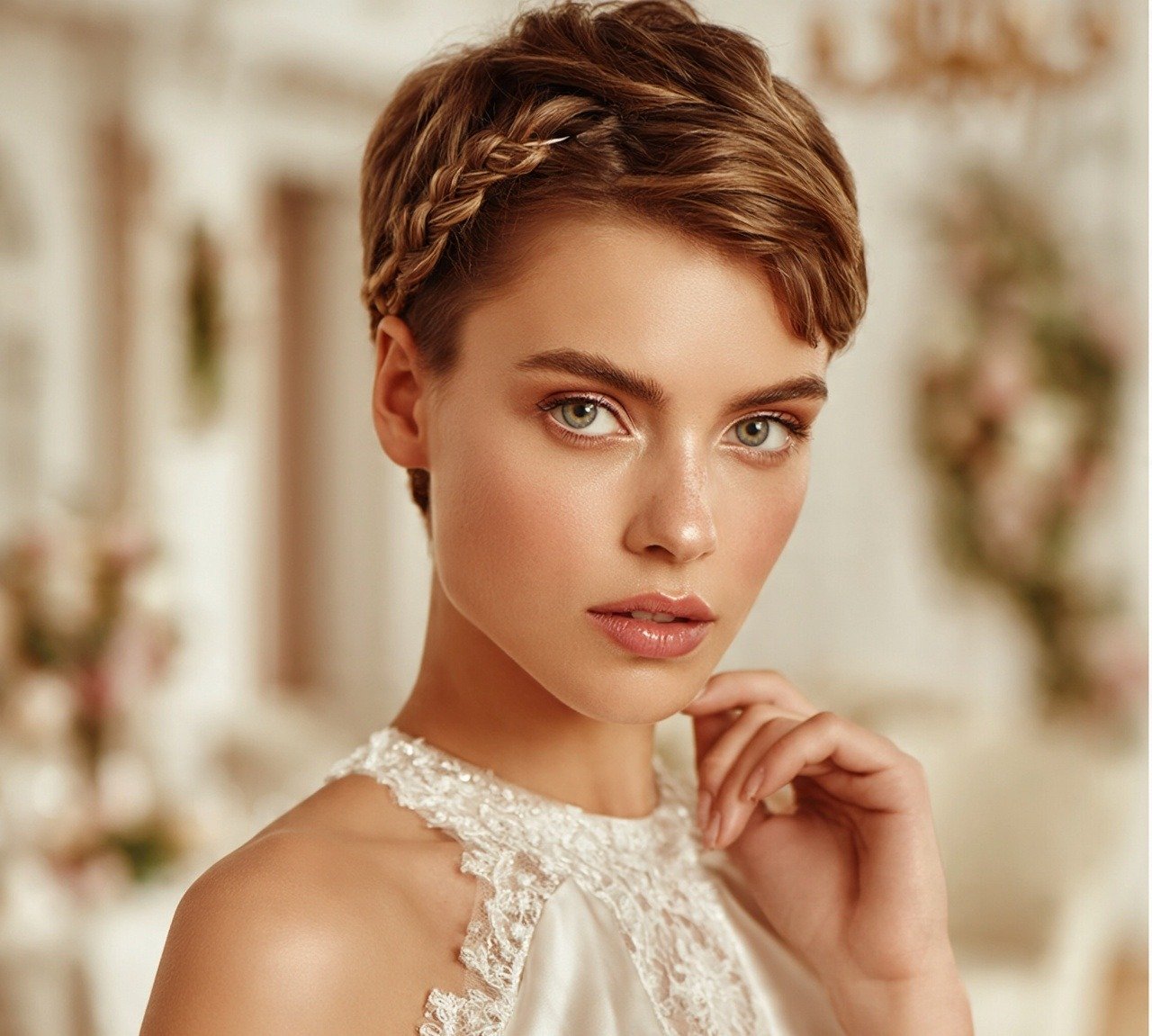 16 Trending Hairstyles for Short Hair for Wedding Day 10 9. Braided Pixie Accent Hairstyles For Short Hair For Wedding