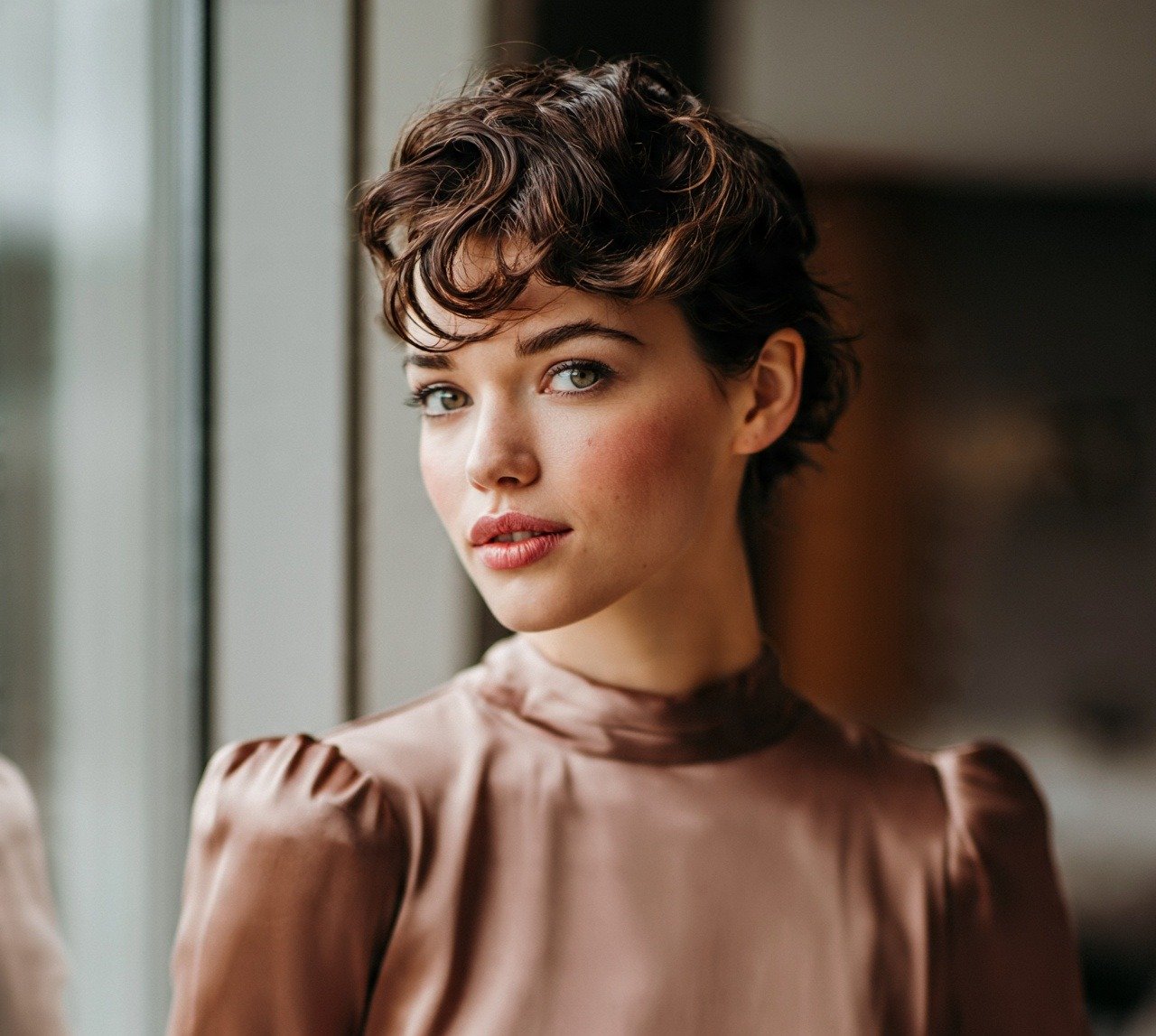 9. Curly Fringe with Sleek Back Prom Hairstyles for Short Hair