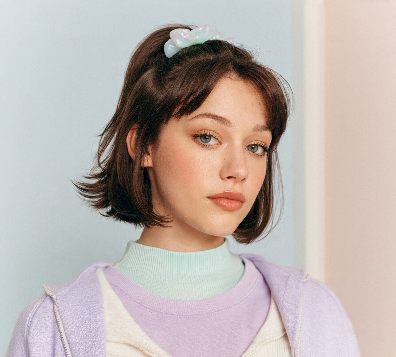 17 Trendy Hairstyles For Short Hair Y2K You'll Absolutely Love 10 9. Half Up Claw Clip Crop Hairstyles For Short Hair Y2K
