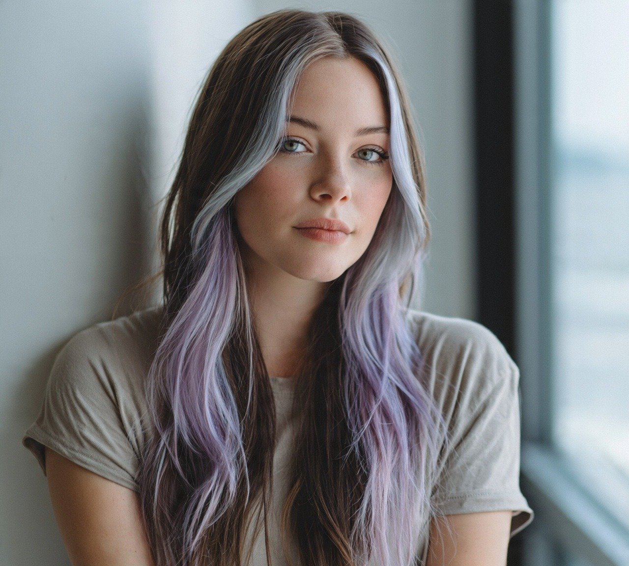 9. Icy Lavender Money Piece Purple Hair Color