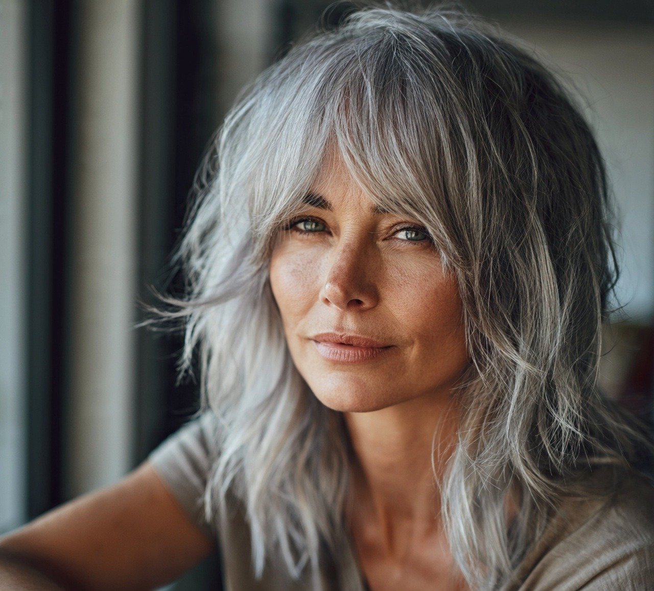 9. Silver Fox Shag Hair Color and Cut cropped