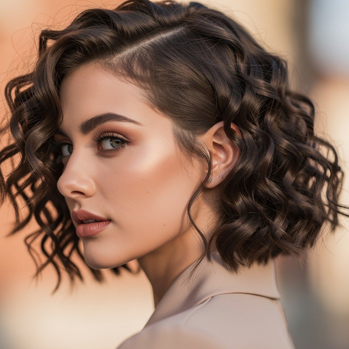 Asymmetric Curly Bob