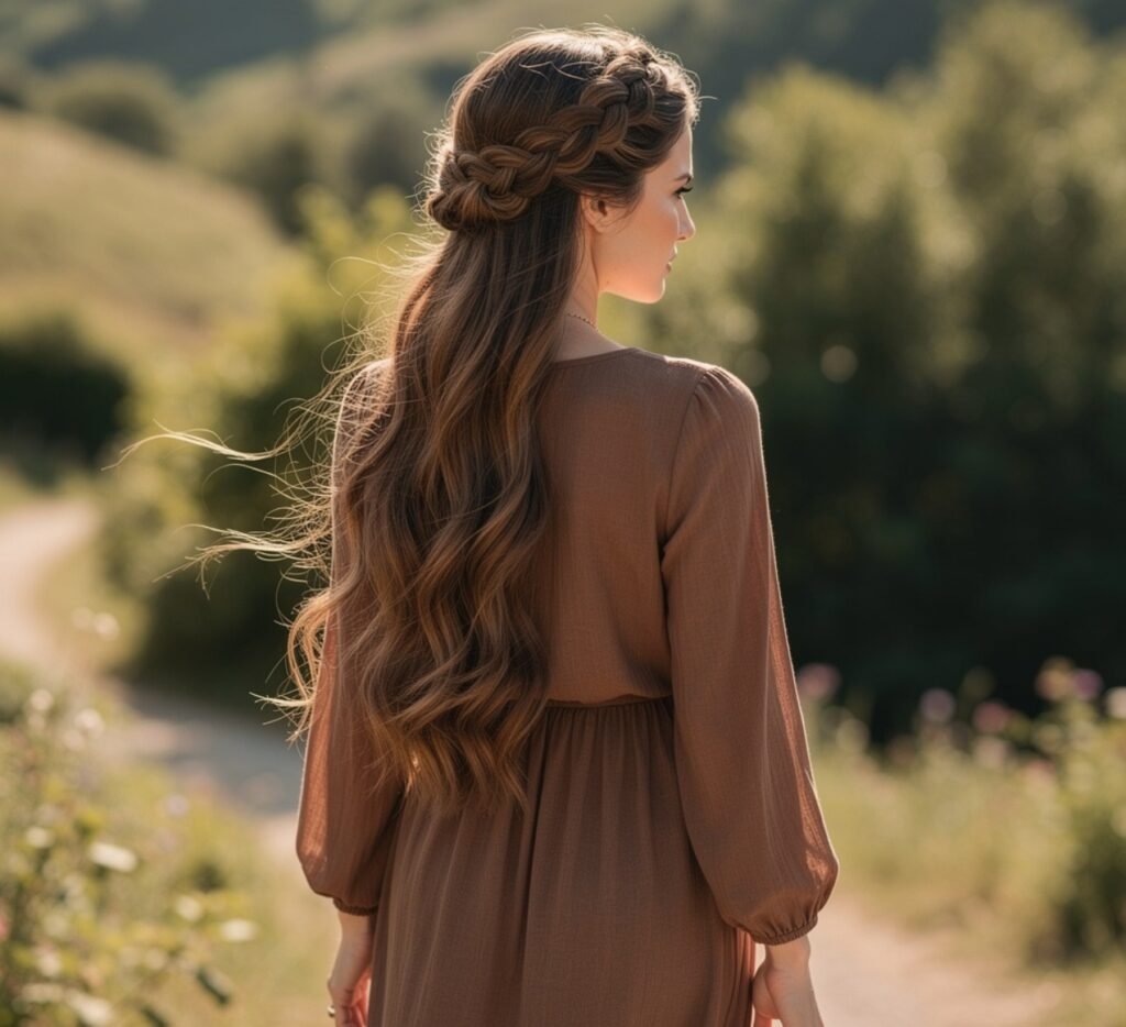 13 Best Beach Hairstyles for Long Hair That Stay Effortless and Chic 9 Boho Crown Braid