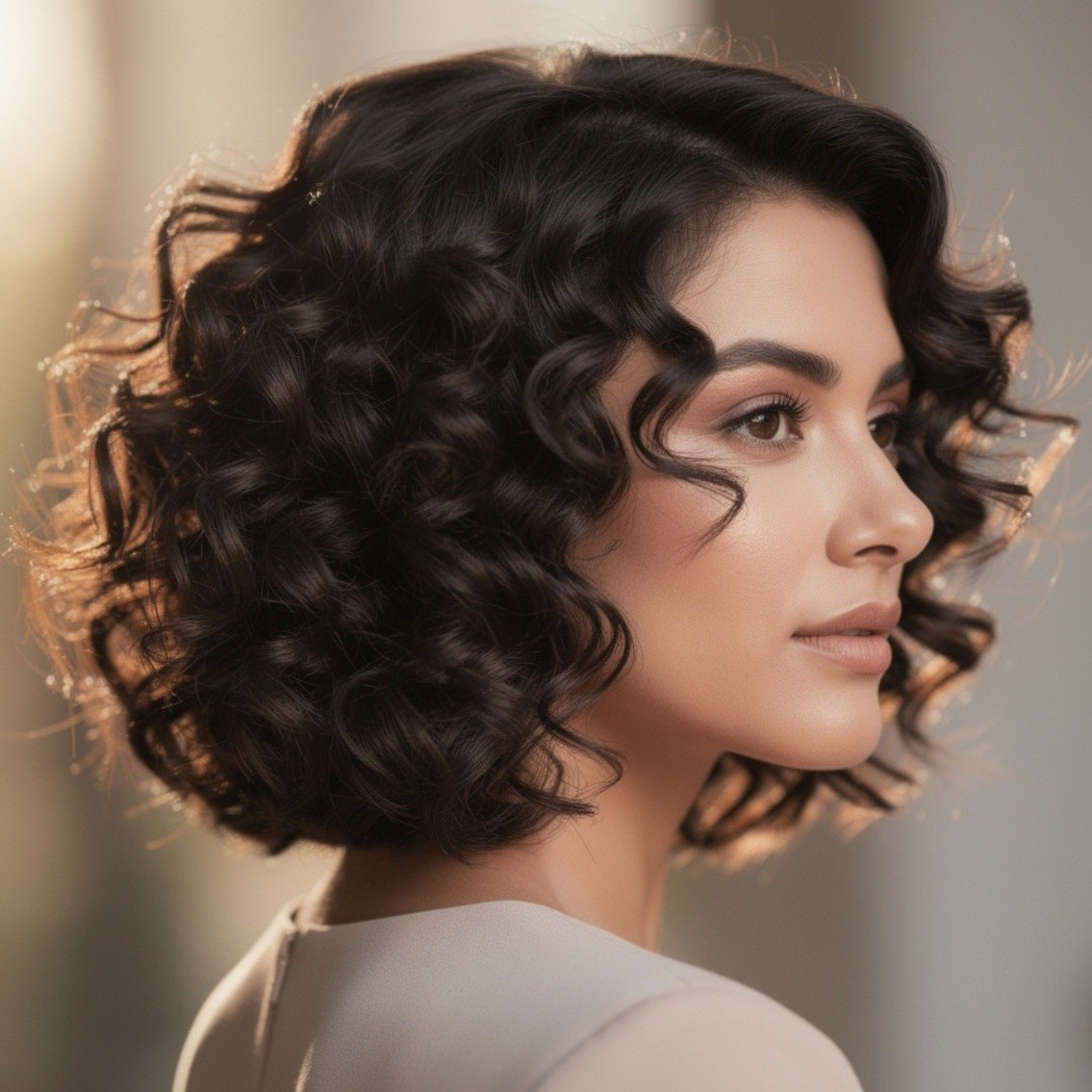 Classic Curly Bob at Chin Length