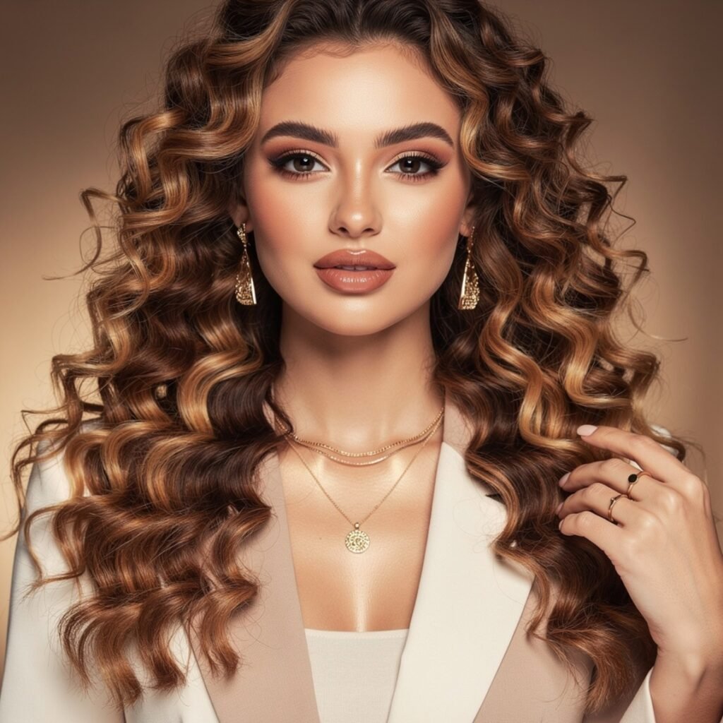 Curls Down with Subtle Highlights