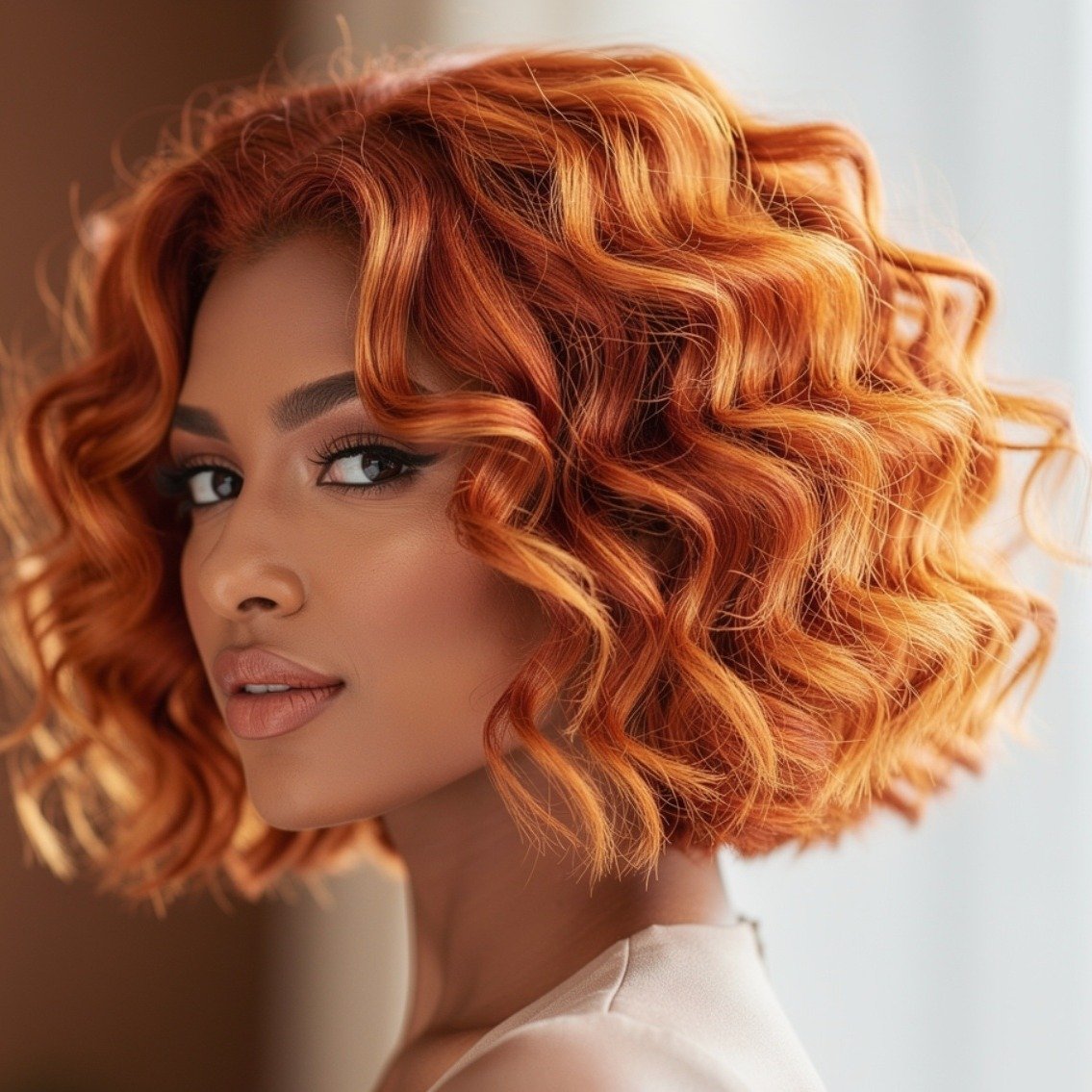 Curly Bob With Color