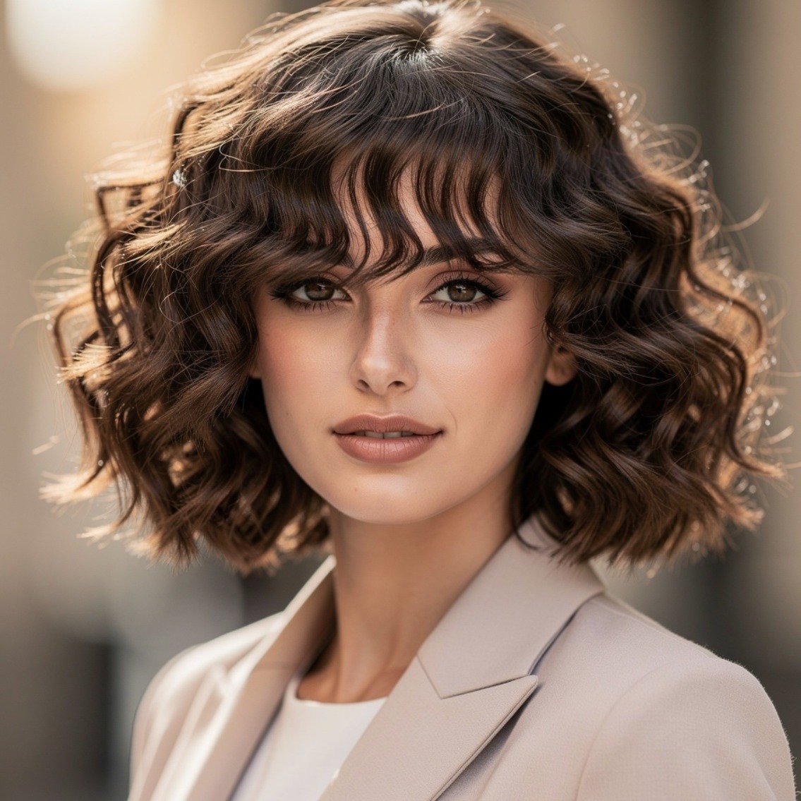 Curly Bob With Fringe