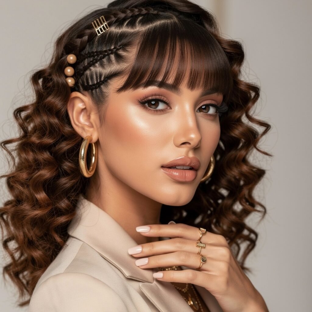 Curly Braided Bangs