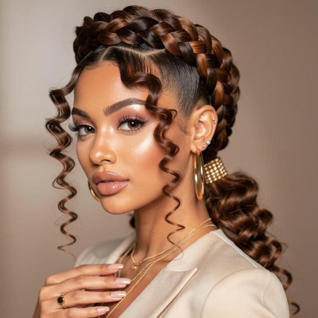 15 Gorgeous Hairstyles for Long Curly Hair for Every Occasion 5 Curly Braided Crown