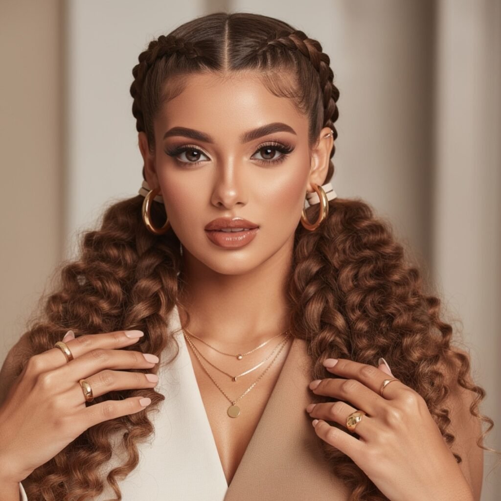 Curly Braided Pigtails