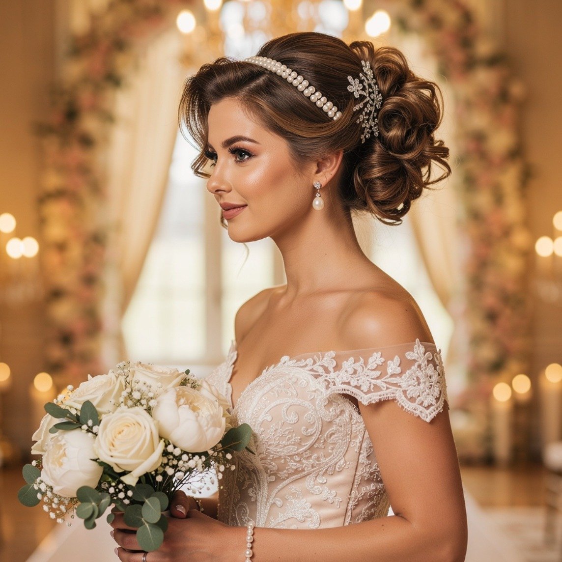 Curly Bridal Hairstyle for Short Hair