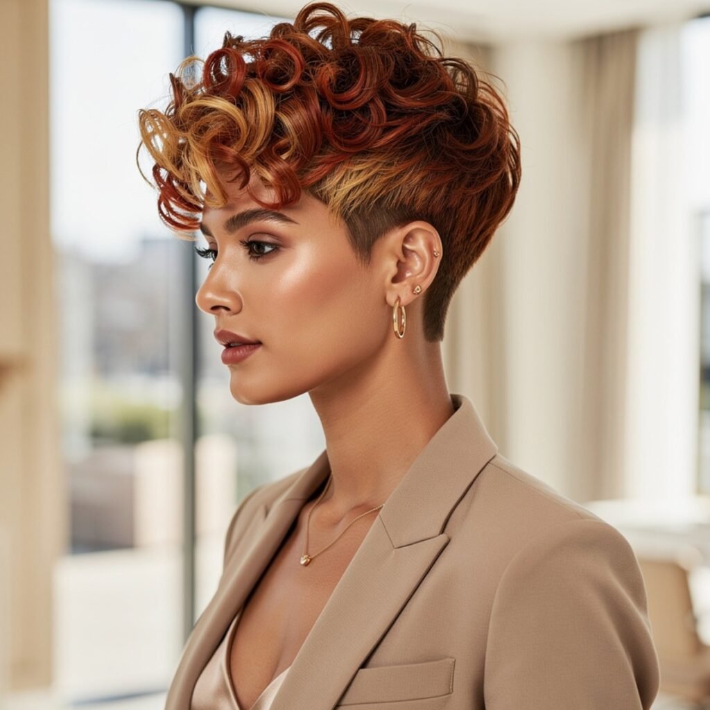 Curly Crop with Color Highlights