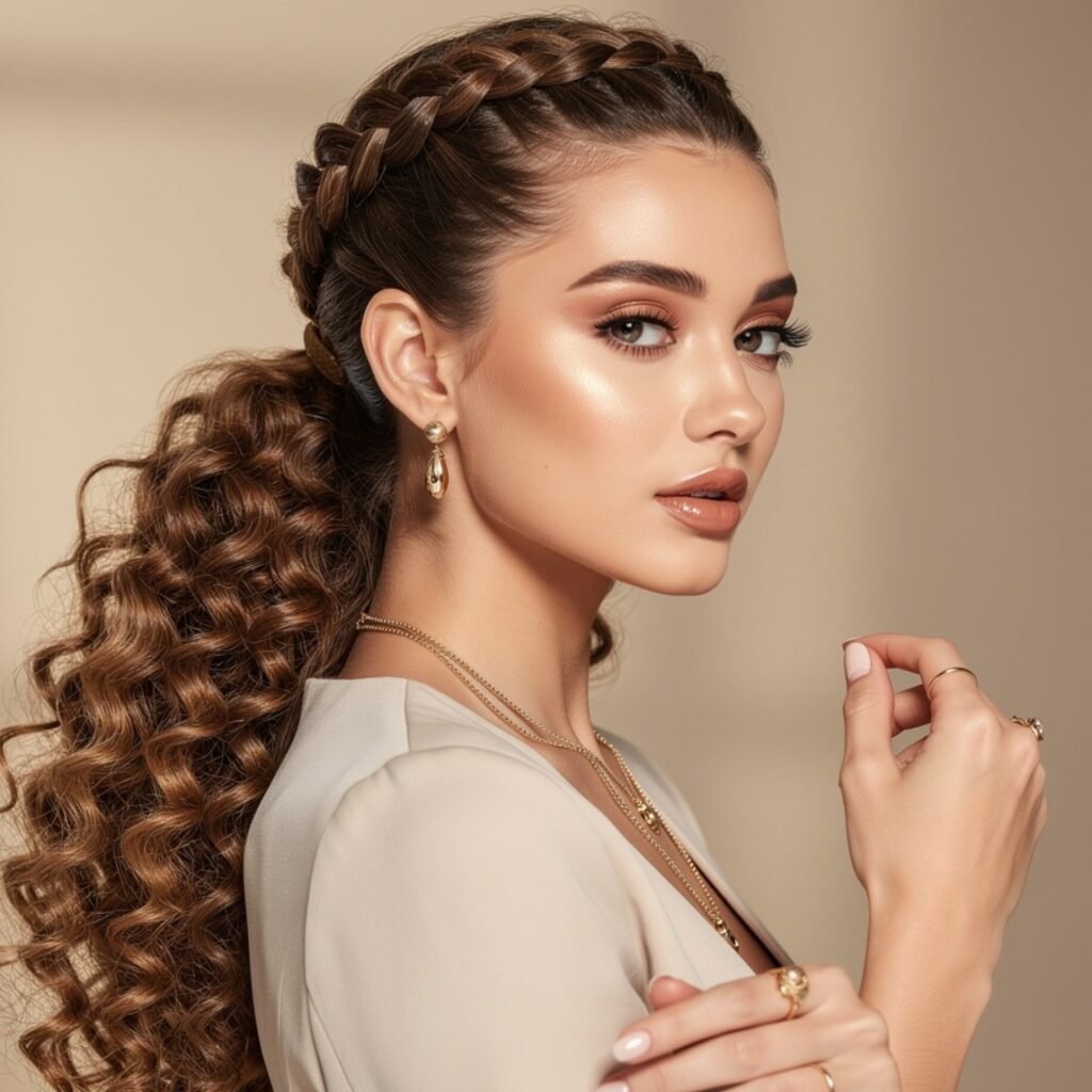 15 Curly Hairstyles Ideas for Every Hair Length and Occasion 11 Curly Crown Braid 1