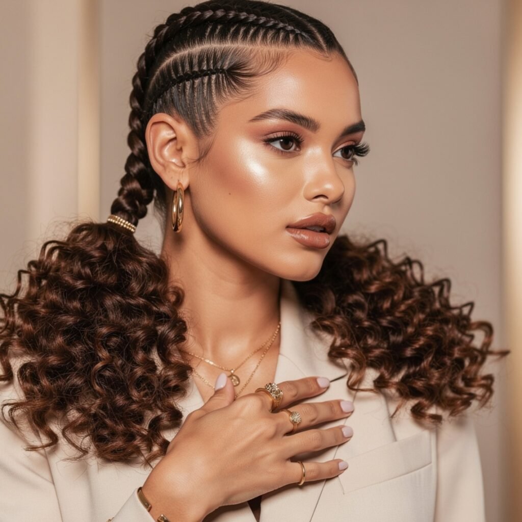 15 Gorgeous Hairstyles for Long Curly Hair for Every Occasion 13 Curly Double Braided Pigtails