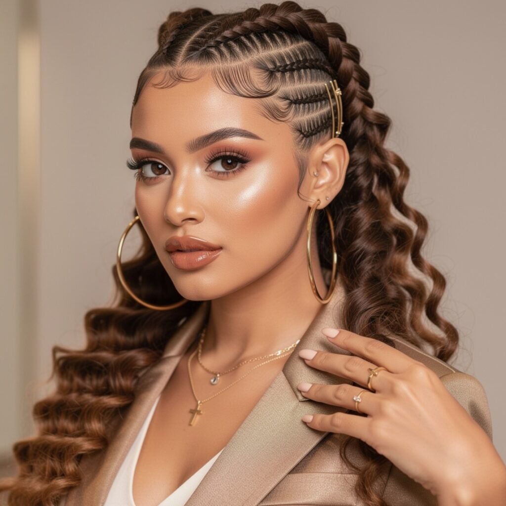 15 Gorgeous Hairstyles for Long Curly Hair for Every Occasion 9 Curly Half Braided Style