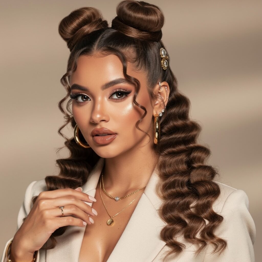 15 Gorgeous Hairstyles for Long Curly Hair for Every Occasion 15 Curly High Half Up Bubble Style