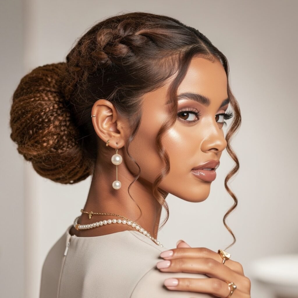 15 Gorgeous Hairstyles for Long Curly Hair for Every Occasion 11 Curly Low Bun with Face Framing Pieces