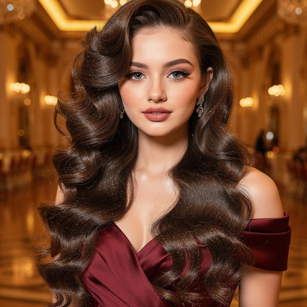 Curly Prom Hair With Glitter and Shine