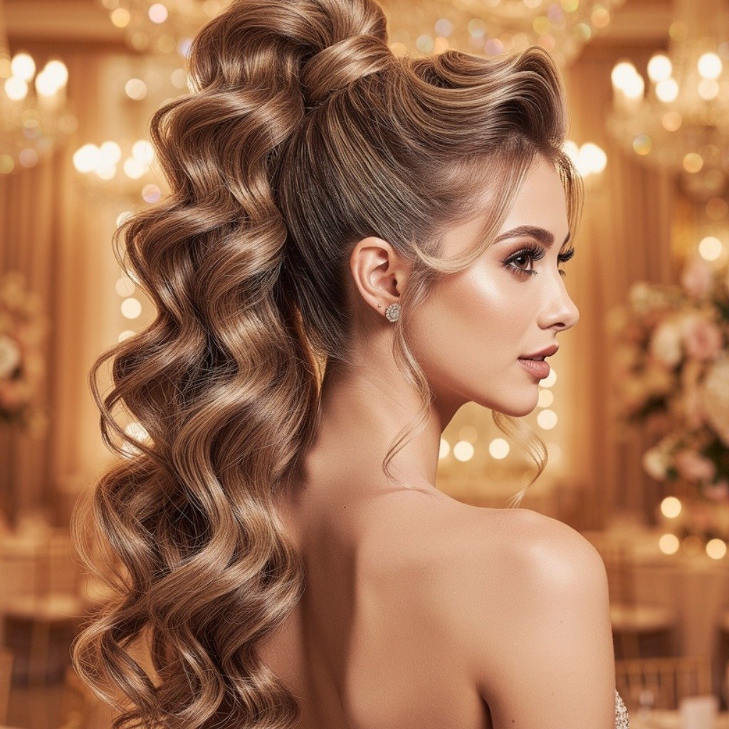 Curly Prom Updo With Braided Detail