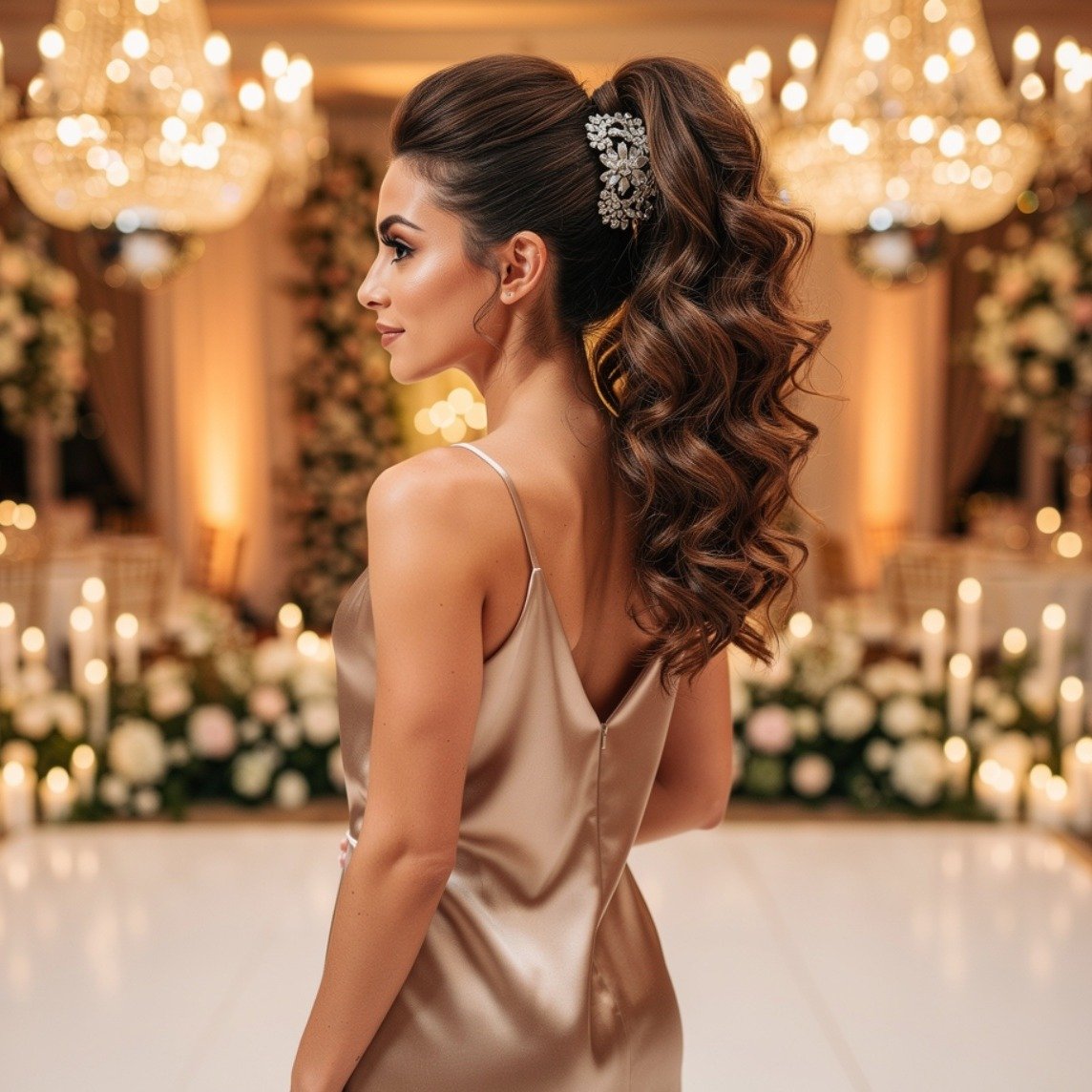 Curly Second Day Wedding Reception Hairstyle