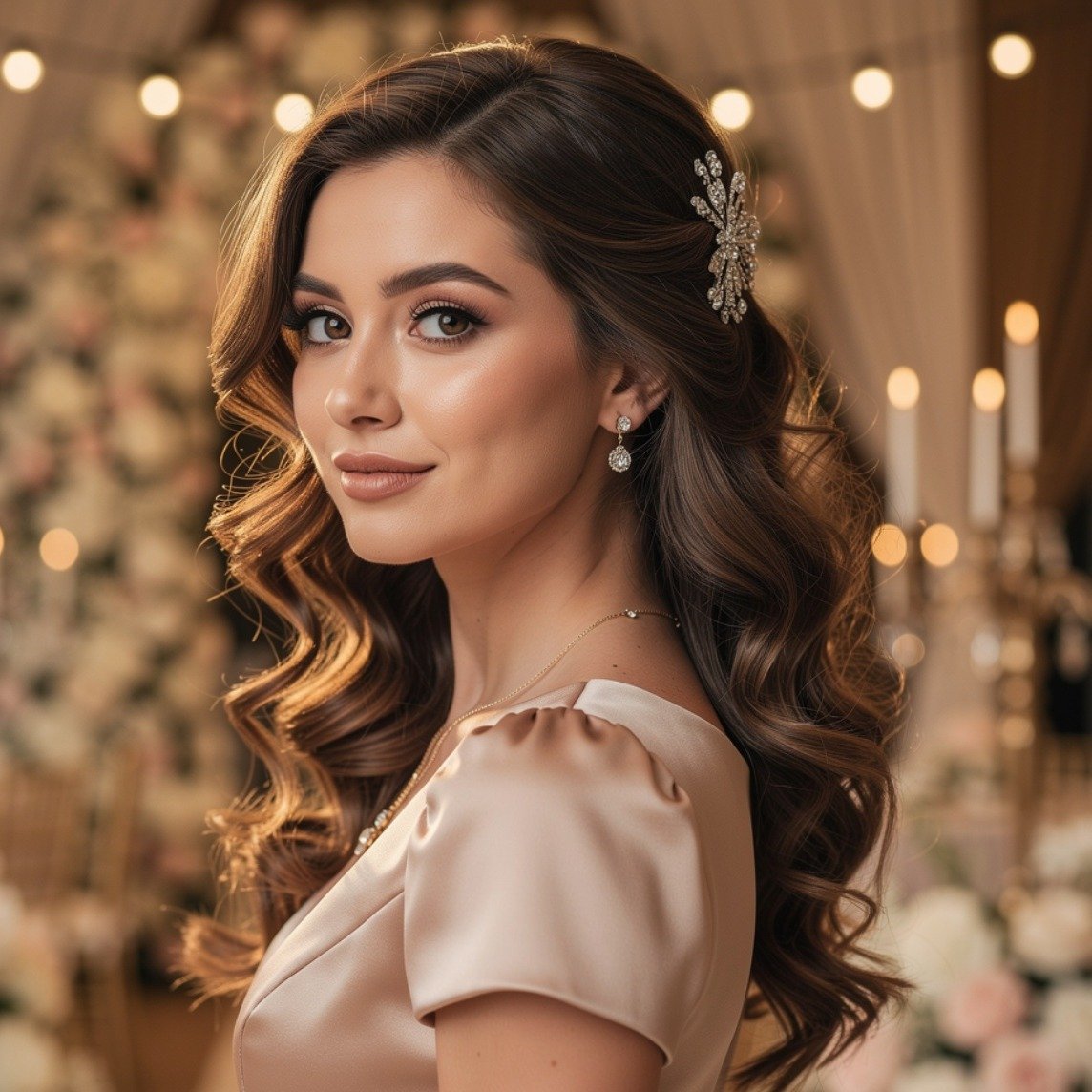 Curly Wedding Guest Hairstyle