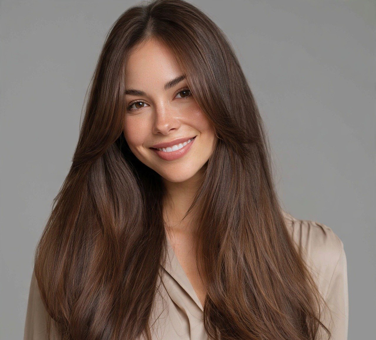 Curtain Bang Long Hair Haircut