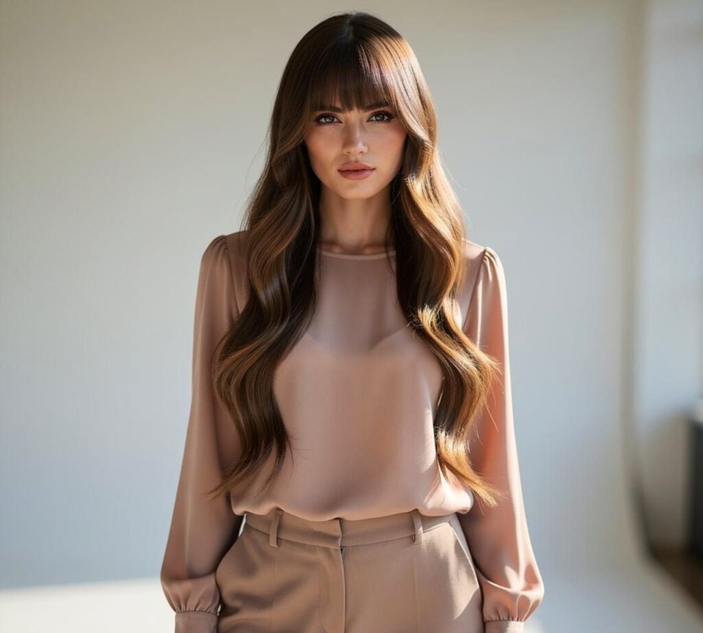 Curtain Bangs with Long Loose Hair